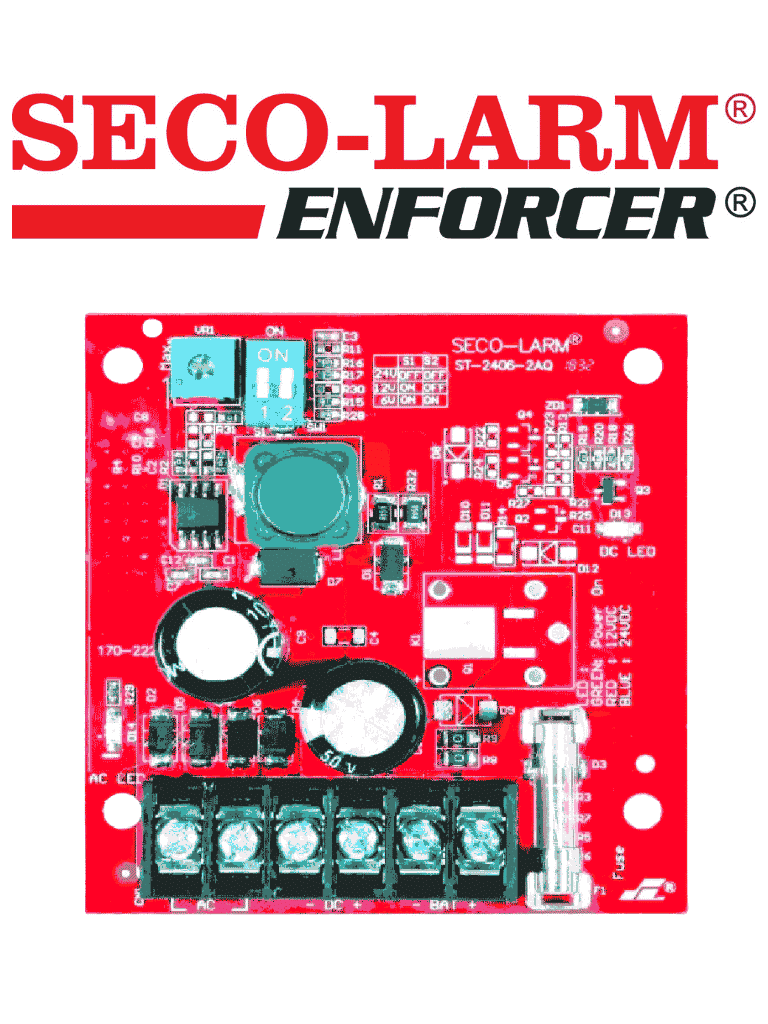 SECO-LARM ST24062AQ - Fuente de Poder con Cargador Bateria 1.5 amp 6/12/24 VCD · SKU SEC1220002