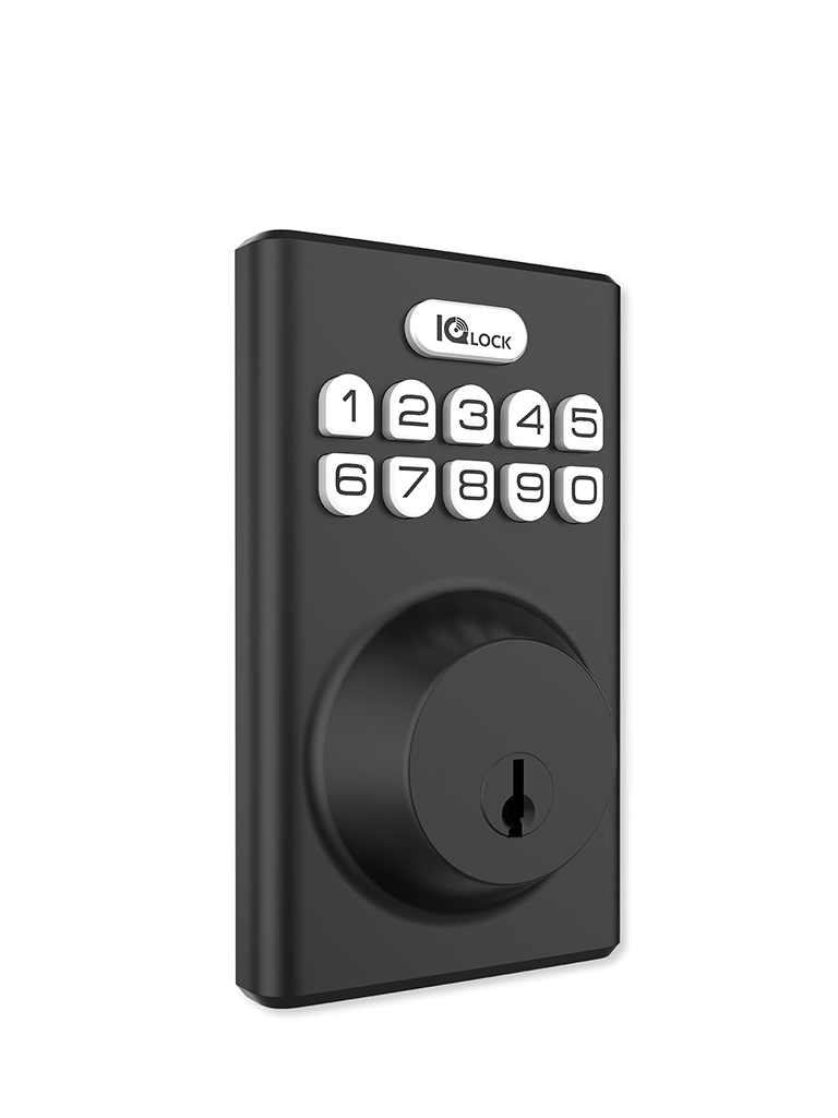 QOLSYS IQDLK-PGK-MB Cerradura con botón pulsador - Cerradura Inteligente PowerG, color negro mate ( Matted Black )