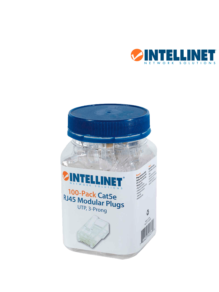 INTELLINET - 502399 - PLUG RJ45 CAT5E SOLIDO UTP BOTE 100 PZAS ORO 15-MICRAS