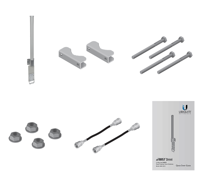 UBIQUITI AMO-5G13 - Antena omnidireccional para access point de 5.8GHz con una ganancia de 13 dBi y 2 conectores SMA hembra inverso.