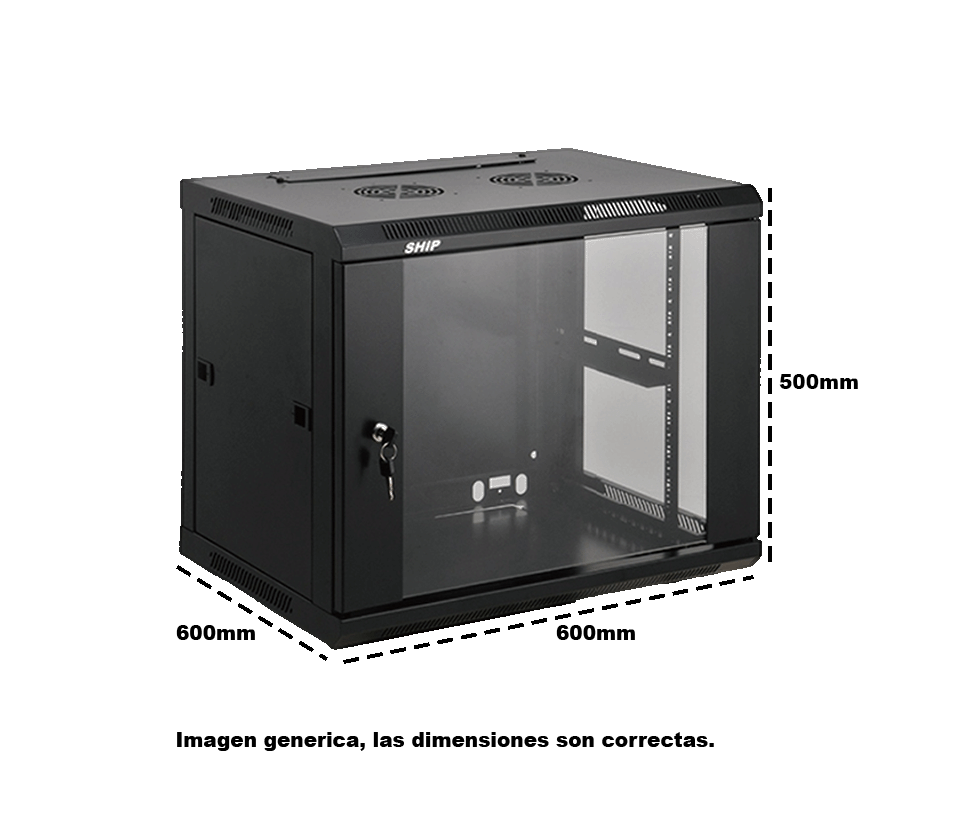 SAXXON SA660901 - Gabinete de pared de 9 UR, fijo, capacidad de carga de 60 Kg. Dimensiones: 60x60x50 cm.