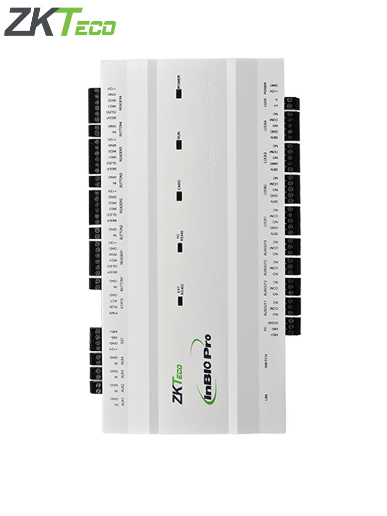 ZKTECO INBIO460PRO - Panel de Control de Acceso Avanzado / 4 Puertas / 20 mil Huellas / Push / Green Label / Requiere Licencia