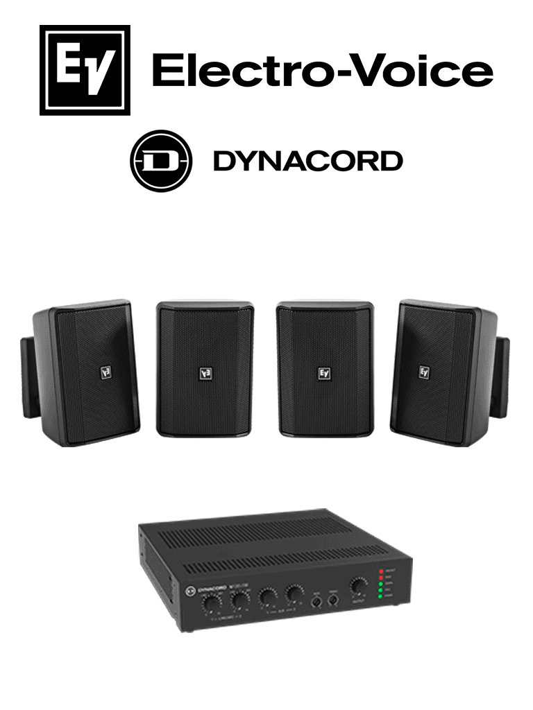 ElectroVoice M_KITU1202EVIDS - Kit de Audio / Amplificador Mixer 120W / 4 Altavoces EVID-S 15W Negras