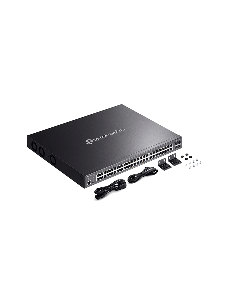 TP-LINK SG3452P - Switch L2+ Omada PoE+ con 48 puertos PoE+ 10/100/1000 Mbps, 4 puertos SFP 1G, consola RJ45/microUSB, gestión centralizada Omada/Stand-Alone, soporte Multicast IGMP, Calidad de Servicio (QoS), y presupuesto PoE 384W