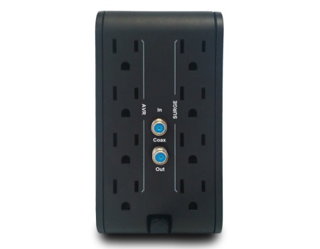 CDP R2C-AVR1008 - Regulador de 1KVA / 500W con 8 terminales de salida: 4 con protección de sobretensión y 4 con protección AVR, incluyendo protección de línea datos