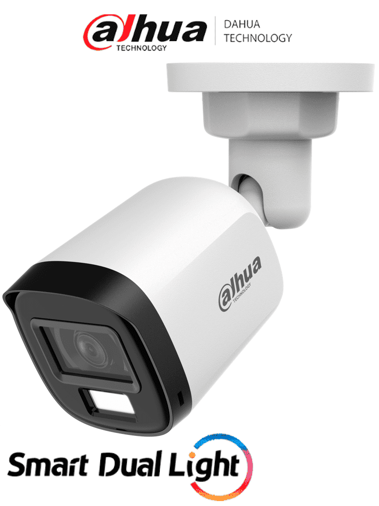 DAHUA DH-HAC-B2A21N-U-IL-A- Cámara Bullet de 2 MP Serie Cooper/ Lente de 2.8 mm Apertura de Hasta 100°/ Micrófono Integrado/ Iluminador Dual Inteligente de Hasta 30Mts de IR y 20Mts Luz Calida/ Para Exterior IP67/ Metálica/ — Dahua Technology · SKU DHT0290107