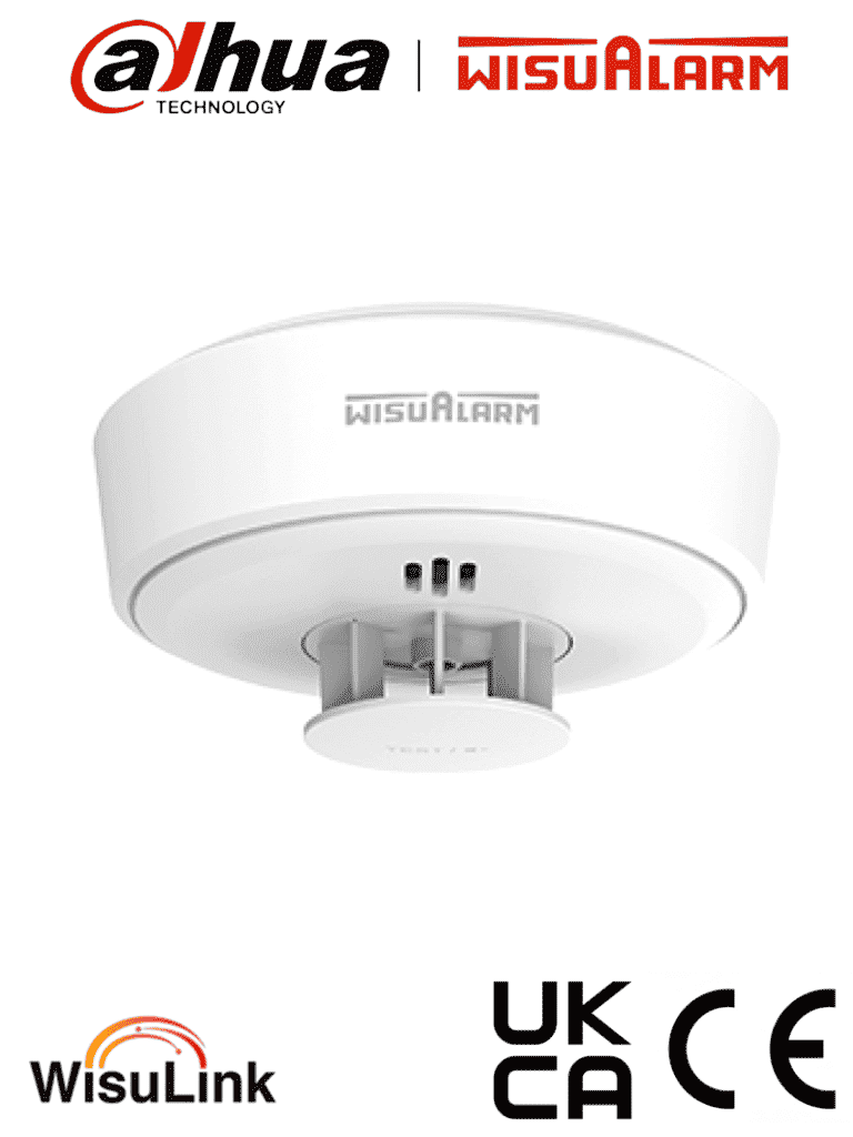 DAHUA WISUALARM HY-HT10A-R8 -Detector de Calor Inalámbrico(Interconectable Hasta 24 Disp, Monitoreo de Temperatura, Deteccion Incendios de Clase A1 (54°C to 65°C), Autónomo, Alarma de 85dB, Certificaciones CE, Batería de 10años
