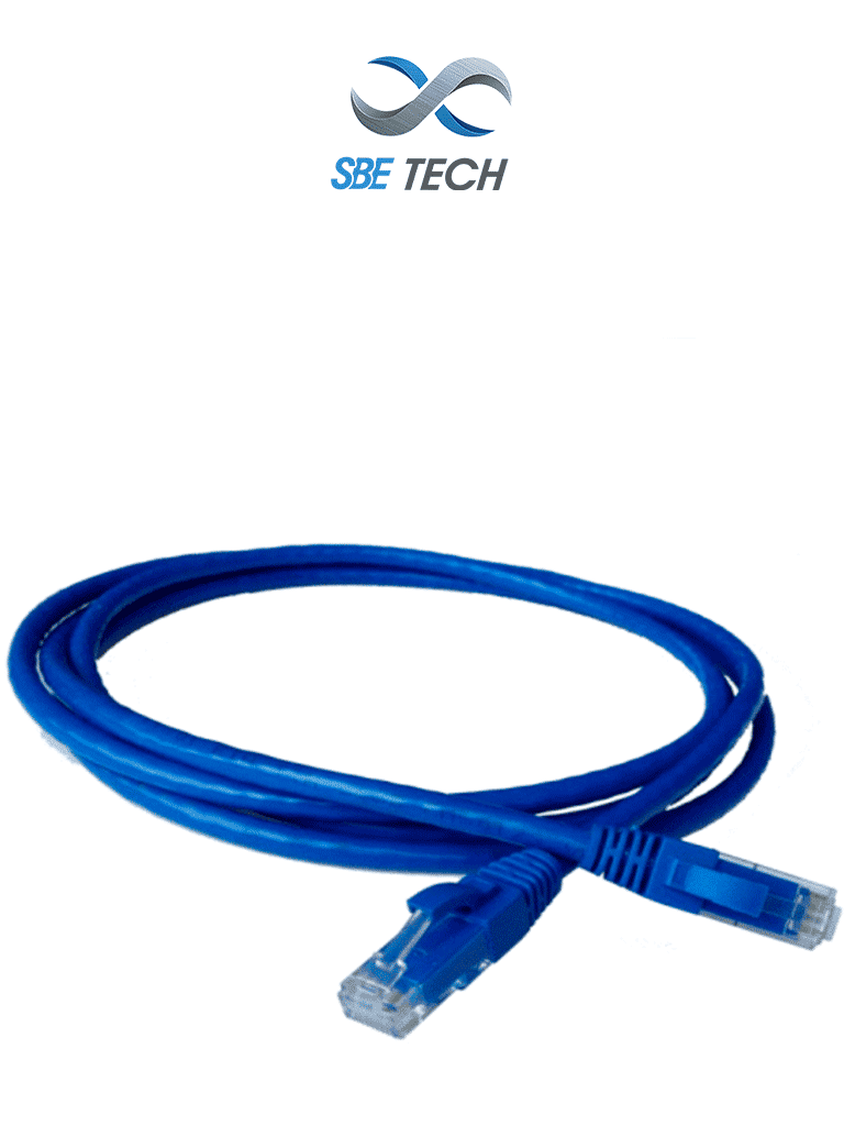 SBE TECH PCC6U03MBL- Patch cord Cat6 de 0.3m, color azul, 8 hilos, ISO 11801, clase E