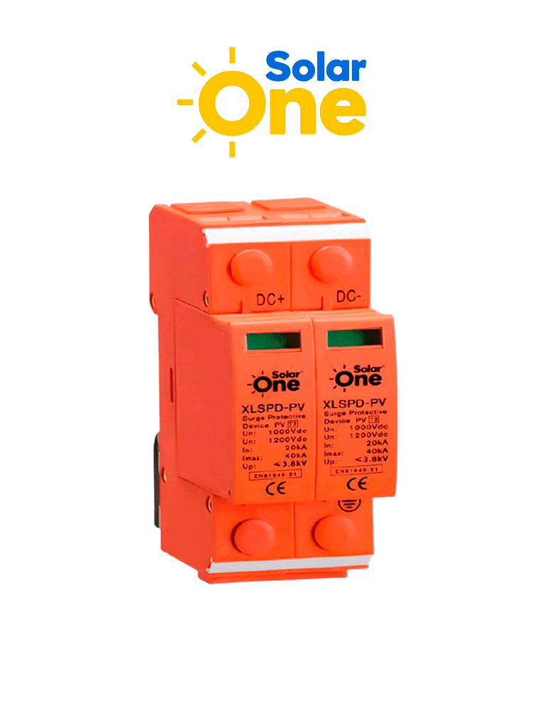 Protector de Descargas Atmosféricas 2 Polos 1000 VDC  - SPD de corriente continua diseñado para sistemas fotovoltaicos / Montaje en riel Din