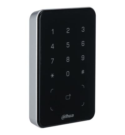 DAHUA DHI-ASR2101A - Lectora de Tarjetas MiFare con Teclado Touch/ para Password/ Conexión RS-485 y Wiegand/ Leds Rojo y Verde/ Fondo de Luz Azul