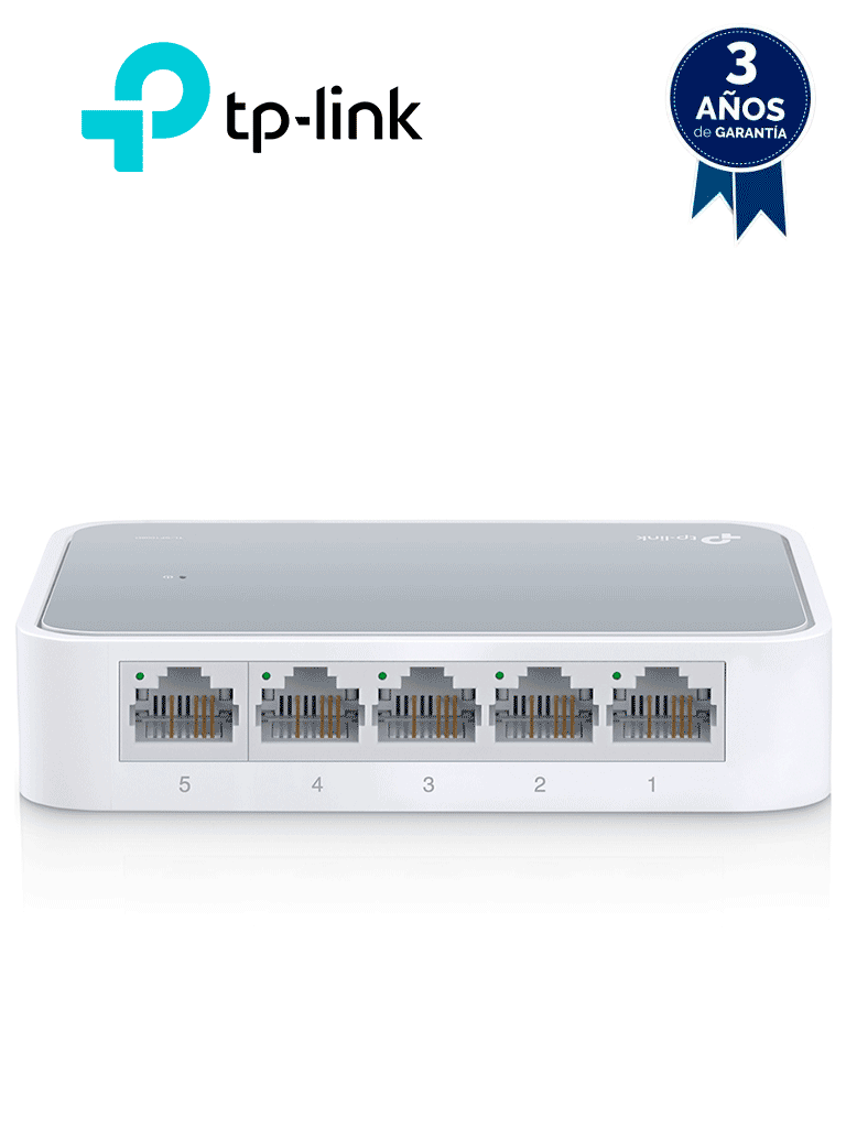 TP-LINK TL-SF1005D - Switch de escritorio con 5 puertos RJ45 Fast Ethernet, diseño en plástico y configuración plug and play. — TP-Link · SKU TPL3700010