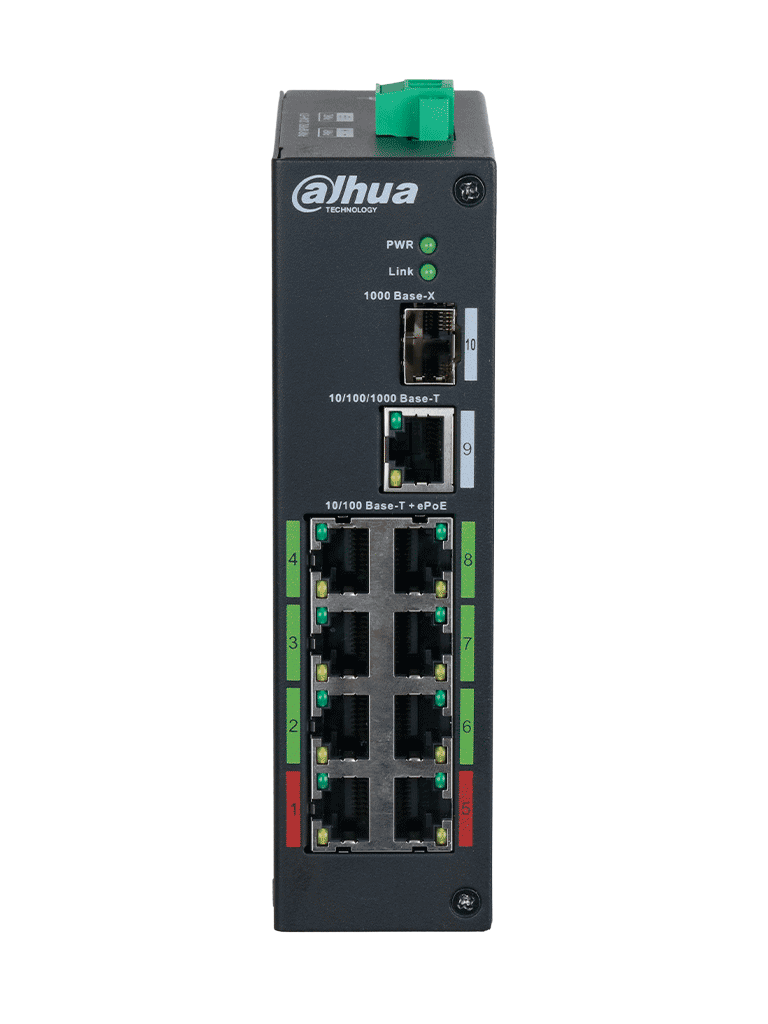 DAHUA DH-LR2110-8ET-120-V2 Switch ePoE 8 Puertos/ Hasta 800 Mts con Cámaras ePoE/ 120 Watts/ Switching 8.8G/ IEEE802.3af/ IEEE802.3at/ Hi-PoE