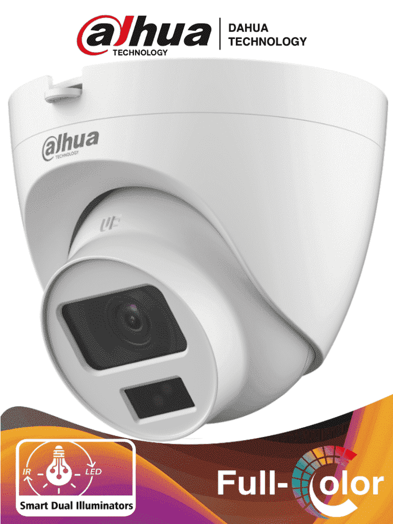DAHUA HAC-HDW1200CLQN-IL-A - Camara Domo de 2 Megapixeles/ Iluminación Dual Inteligente + FullColor/ Lente de 2.8 mm/ 102 Grados de Apertura/ 20 Metros de IR y Luz Visible/ Microfono Integrado/ IP67/ Soporta: CVI/CVBS/AHD/TVI/ — Dahua Technology · SKU DHT0300060