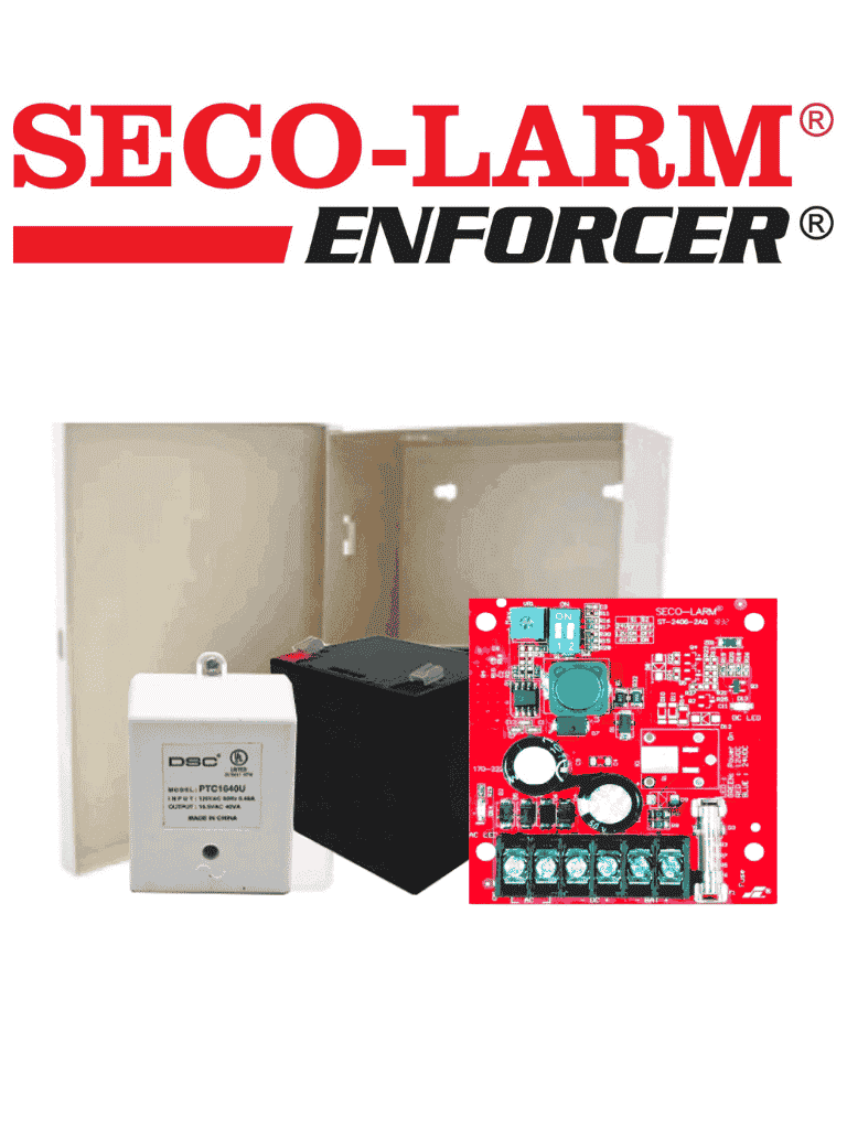 Seco-Larm Kit Fuente De Poder 1 - Kit De Poder Contiene 1 Fuente De Poder De 1.5 Amp, Batería De Respaldo, Transformador Y Gabinete — SECO-LARM · SKU SEC1220004