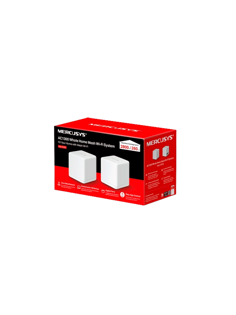 MERCUSYS Halo H30G(2-pack) - KIT de Sistema Inalámbrico H30G Mesh con doble banda 2.4GHz y 5GHz AC 1300Mbps, dos puertos 10/100/1000 Mbps, control vía aplicación y roaming continuo.