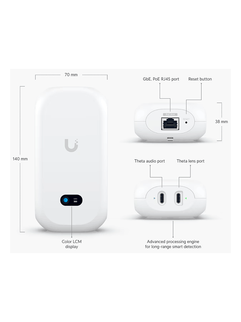 UBIQUITI KIT UVC-AI-THETA + UVC-AI-THETA-AUDIO - Kit de videovigilancia que integra cámara modular y módulo de audio para captura de video y sonido en interiores. Diseño discreto, analítica inteligente y gestión centralizada mediante UniFi Protect.
