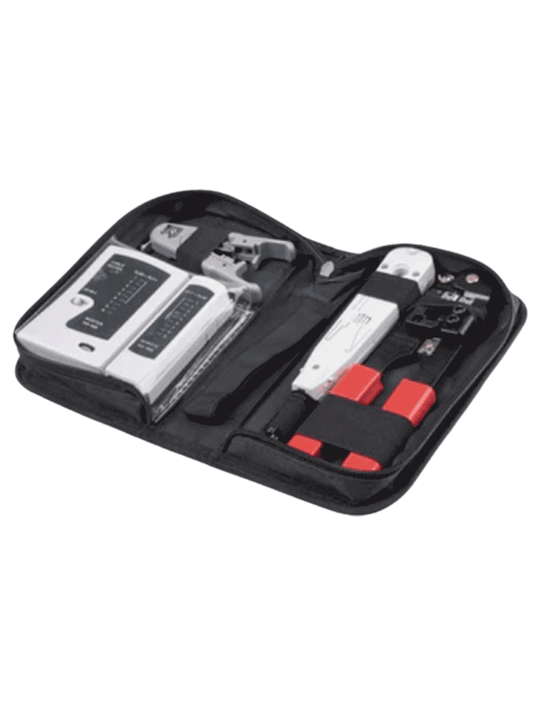 TCE LN-NET-TK-30 - Kit de Herramientas para Instalación de Redes, Probador de Cables, Ponchadoras RJ45, Pinza de Impacto y Pelacables UTP/STP