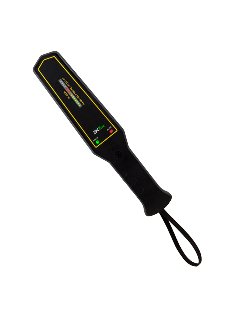 ZKTECO D180 - Detector de metales portátil con alta sensibilidad, indicador visual, alarmas sonora y vibración. Su batería recargable de 9VDC proporciona hasta 40 horas de uso continuo, ideal para aplicaciones de seguridad eficientes y prolongadas.