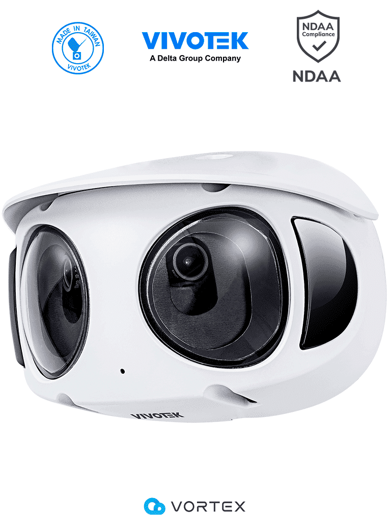 VIVOTEK MS930-EHV(1YL) - Cámara IP VORTEX Premium Series panorámica 180º exterior, 8 MP (4K), luz IR 20 m, WDR Pro, visión SNV, Smart Motion, micrófono integrado, VCA, IP66, IK10, almacenamiento interno 512GB, NDAA.
