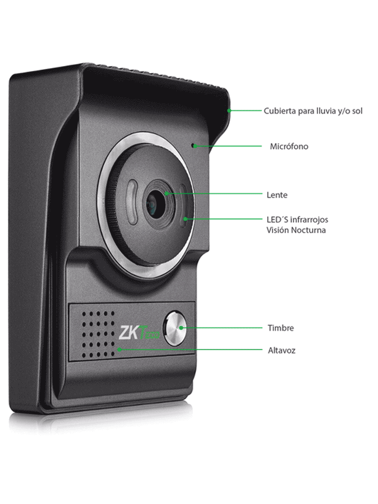 ZKTECO VDP04B4 Kit - Kit de Videoportero Analógico / Monitor de 4.3 Pulgadas / Frente de Calle con cámara de 1 MP / Ángulo de Visión 80° / Conexión hasta 4 monitores