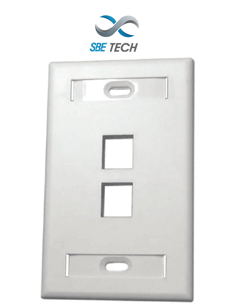SBE TECH SBE-2517-2P-WT - Placa de pared de 2 puerto color blanco para conectores Jack rj 45 keystone · SKU SBT1630002