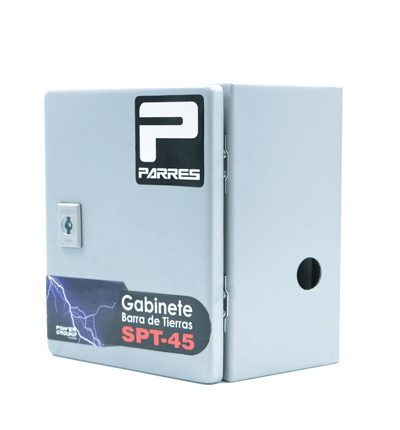 PARRES GBTPGSPT-45 Gabinete para tierra física POWER GROUND BARRA DE TIERRAS SPT-45 / 30cm x 20cm x 15cm /Acero al carbón pintura electrostática. Con barra de conexión con opresores integrados para cables de calibre 1/0 AWG.