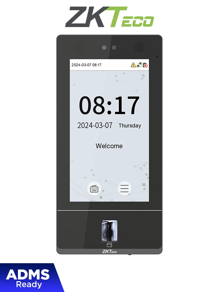 ZKTECO SenseFace 7A - Control de acceso y asistencia para 10,000 rostros / 10,000 huellas / 50,000 tarjetas de 125kHz / TCP/IP / IP65 / 1 Relevador / Compatible con Software Gratuito ZKBio Zlink — ZKTeco · SKU ZKT6670011