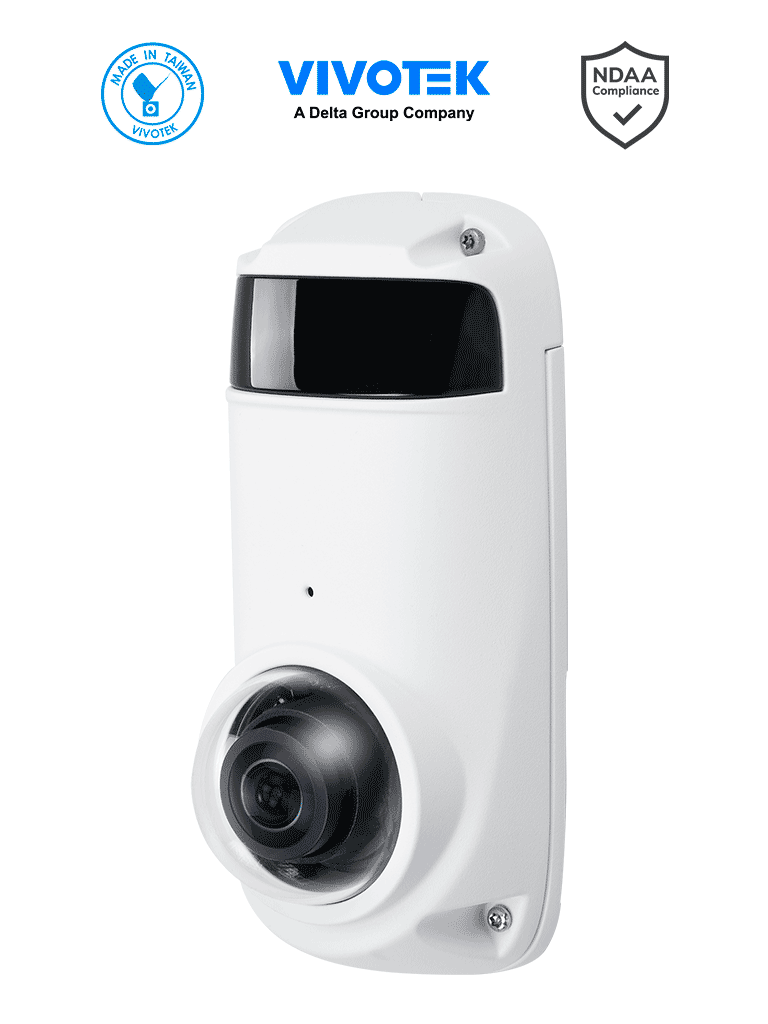 VIVOTEK CC9391-HV - Cámara IP panorámica exterior de 8MP con visión 180º, Smart IR 20 Mts, IP66, IK10, WDR Pro, Micrófono integrado, Deep Search IA, Smart VCA,Trend Micro, Smart Stream III, NDAA, ONVIF