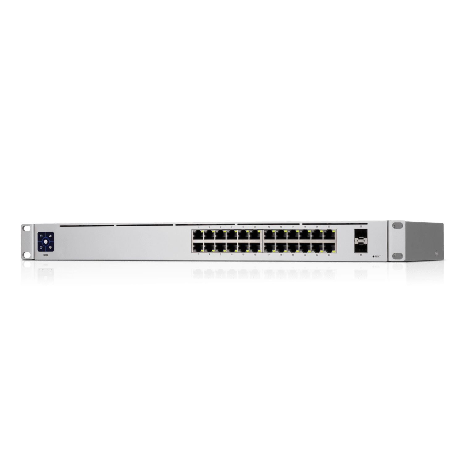 UBIQUITI USW-24 UniFi Switch Capa 2 de 24 puertos 10/100/1000 Mbps más 2 puertos 1G SFP, con pantalla informa