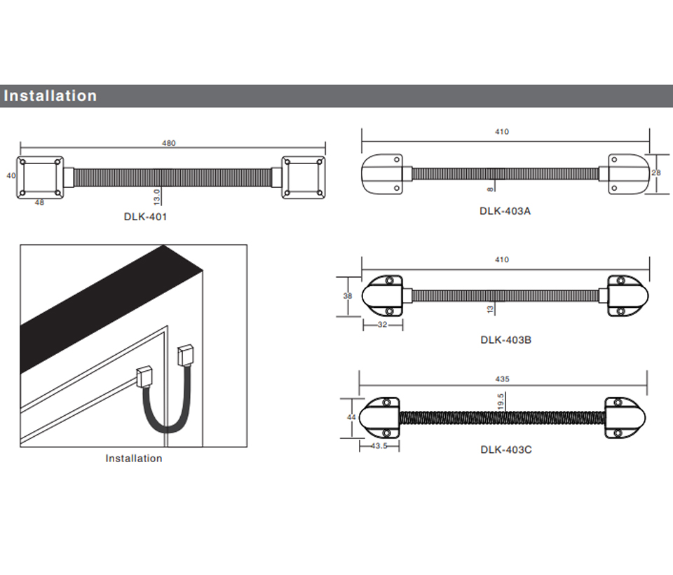 YLI DLK401 - Pasacable para Puertas / Protección de cableado en instalaciones de Cerraduras Magnéticas, Eléctricas y Control de Acceso en General
