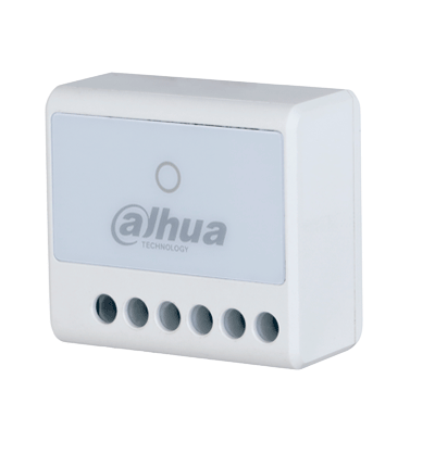 DAHUA DHI-ARM7011-W2 - Relevador inalámbrico, Una salida de relevador NO/NC, Pulso seco, Entrada de 0-36 V CD, Una entrada adicional de tamper, App DMSS, Frecuencia 433 MHz, Tecnología: AirShield, Compatible con HUB 1.0 y HUB 2.0