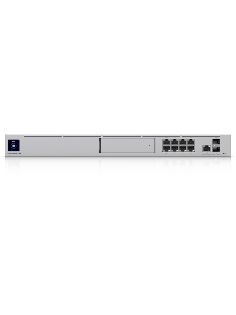 UBIQUITI UDM-SE- UniFi Dream Machine Special Edition/ 1 Puerto WAN 2.5G RJ45 y 1 Puerto WAN SFP+/ 8 puertos LAN RJ45 con POE/ 1 LAN SFP+/ 128 GB de memoria interna/ Aplicaciones UniFi Integradas