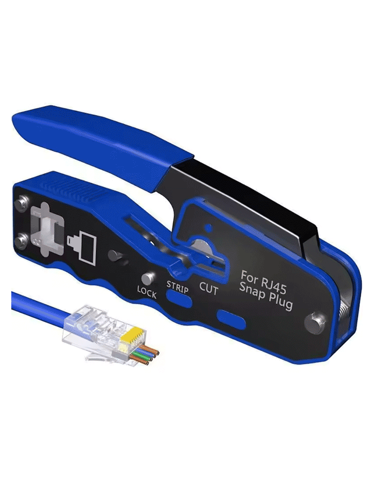 TCE LN-NET-EP670 - Herramienta de Corte y Terminado para Plugs Pass Through RJ45, Acero al Carbón, Mango Ergonómico ABS + TPR.