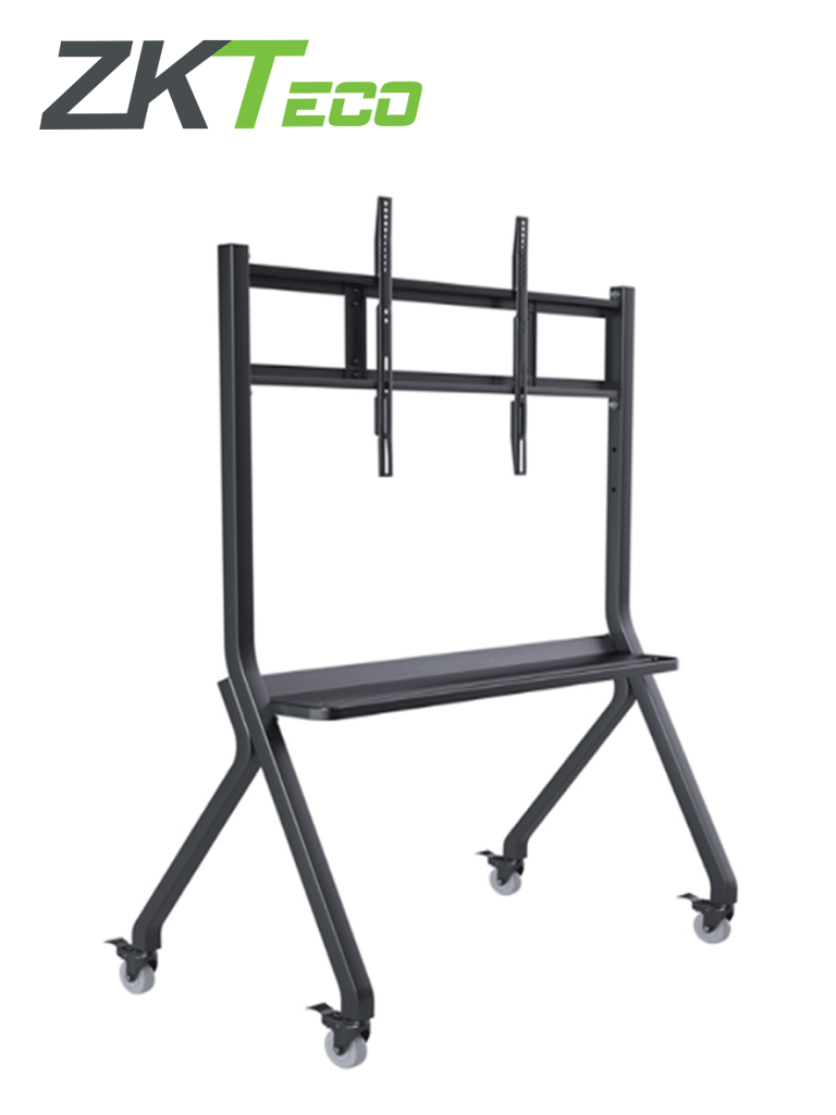 ZKTECO IWBA01B - Soporte Móvil para Pantallas Interactivas Inteligentes / Altura Ajustable / Carga máxima de 100 kg / 4 Ruedas giratorias con seguro / Color Negro