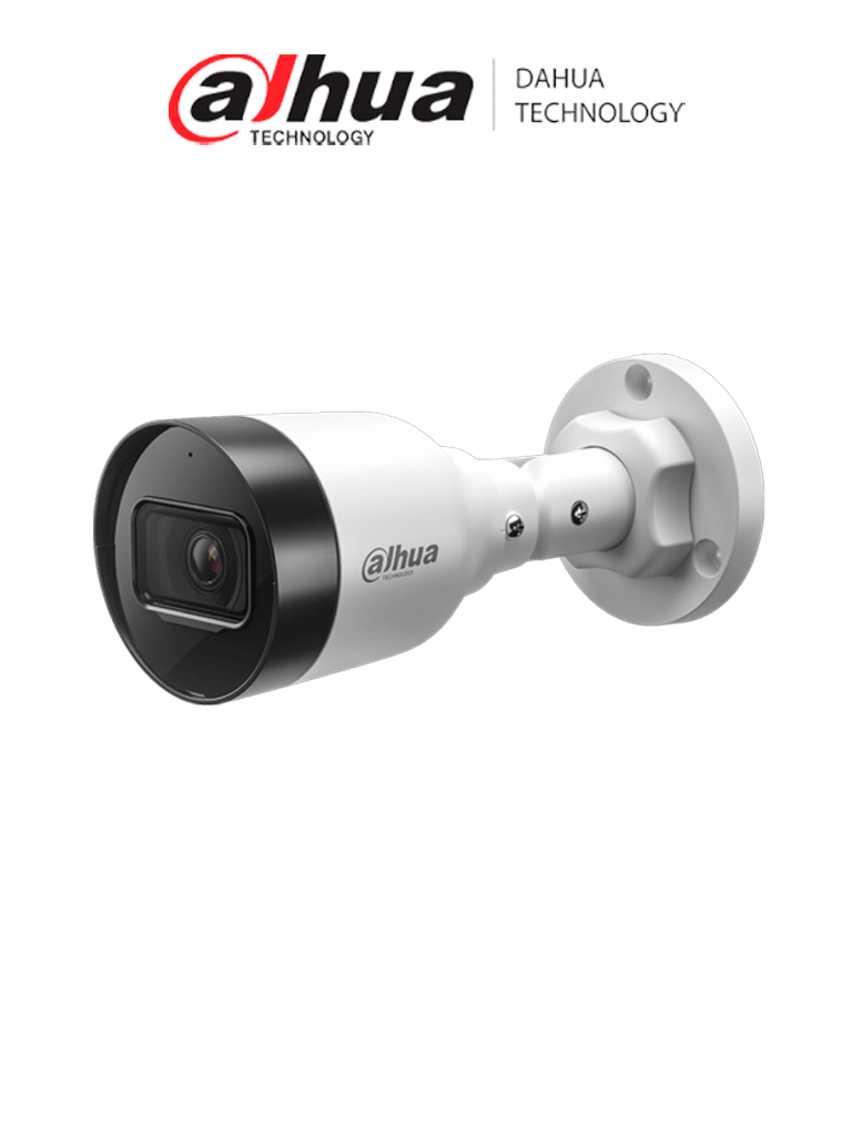 Dahua DH-IPC-HFW1230S1-A-S6 - Cámara IP Bullet de 2MP/ Detección de movimiento inteligente/ lente de 2.8mm/ ángulo de visión de 101°/ Micrófono integrado/ compresión H.265+/ IR de 30m/ protección IP67/ PoE/ DWDR /