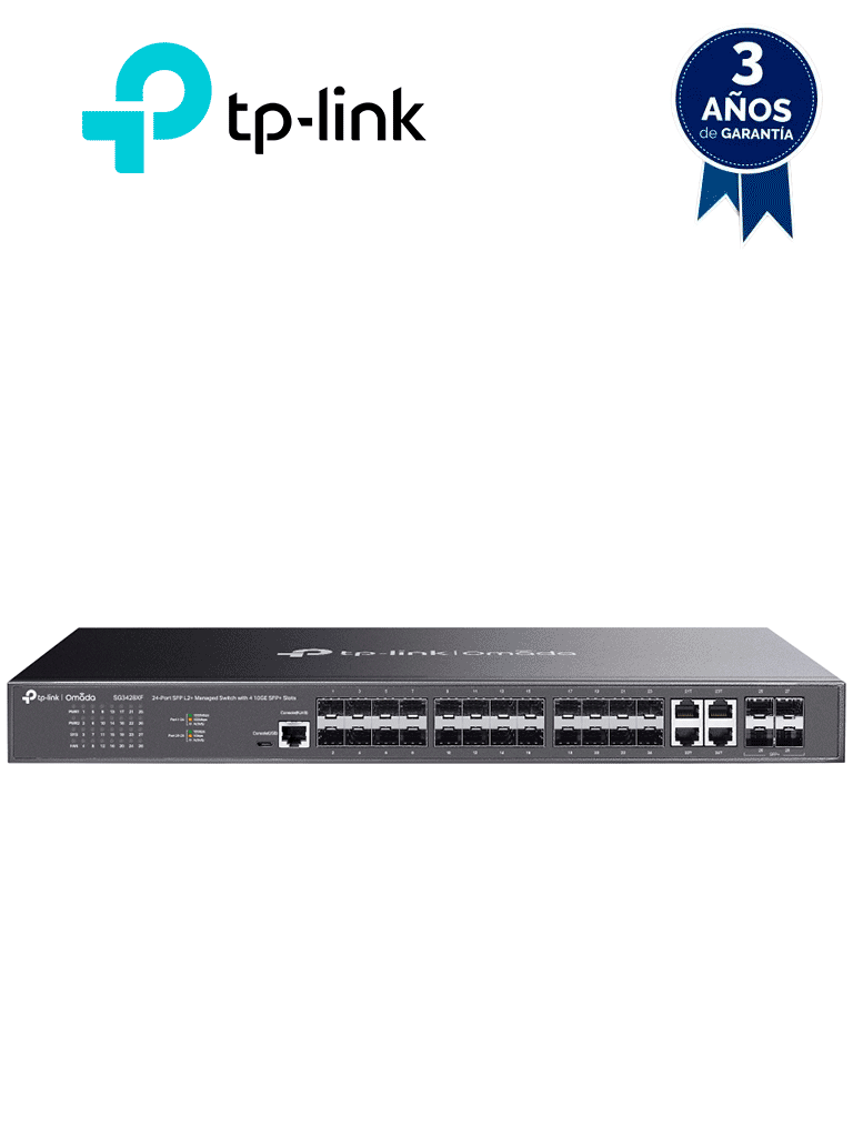 TP-LINK - SG3428XF - Switch TP-Link JetStream TL-SG3428XF, 24 Puertos L2+ SFP y 4 puertos SFP+ 10G