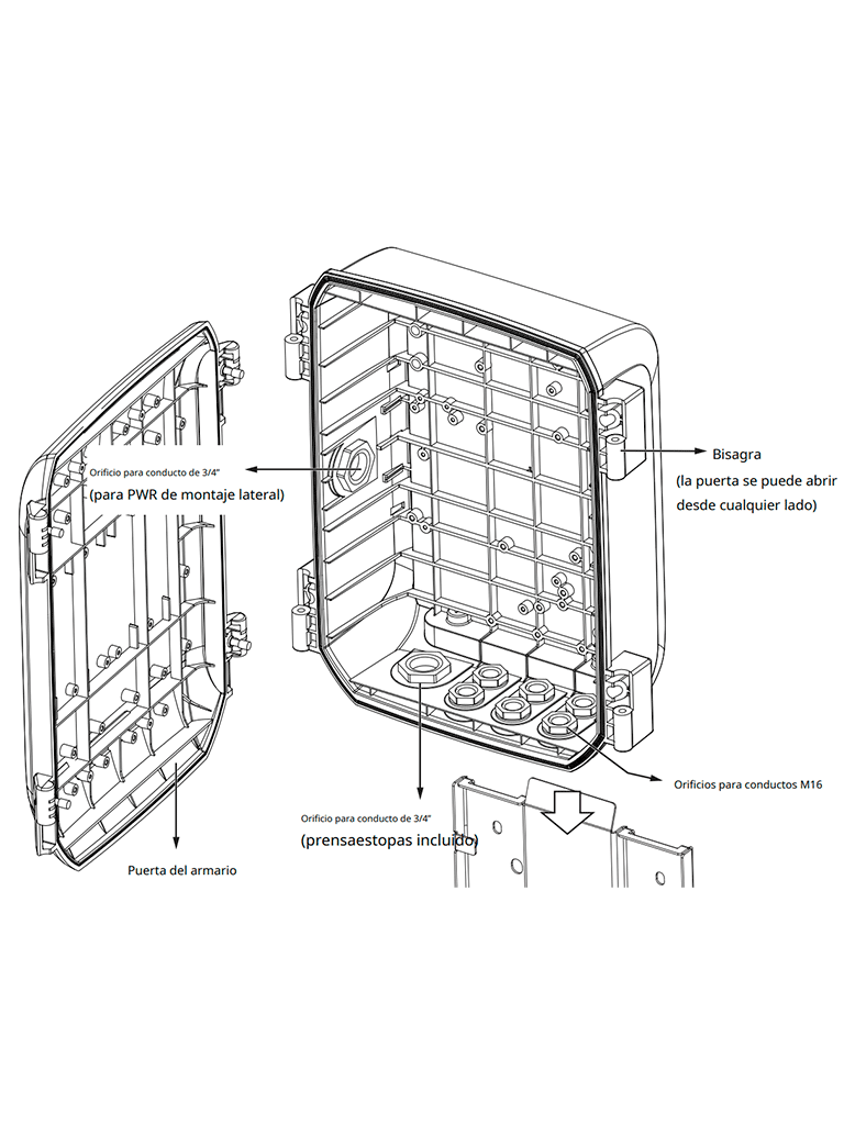 VIVOTEK AWIHB1040EXT - Kit Switch PoE AW-IHB-1040 y Gabinete AT-CAB-001, 8 ptos Administrable, 2 ptos PoE GbE 90W, 6 ptos GbE 30W, 2 ptos GbE SFP, 300W Totales, PoE Extendido 250 mts,VLAN, Alimentacion 48-56VDC (fuente no incluida), IP66, IK10
