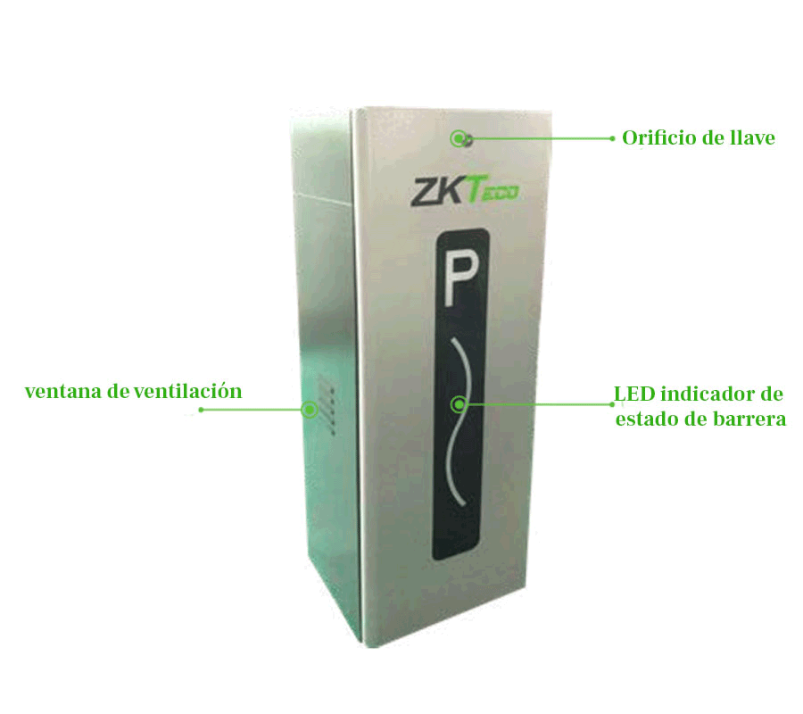 ZKTECO CMP200L - Barrera Vehicular Izquierda / Brazo Telescópico de 2.6 hasta 4.5 metros / 3 Seg. / Dirección Ajustable (a Derecha) / Gabinete con Luz Led Indicador de estado / Sistema Inteligente anti-impacto/ Incluye 2 controles remotos