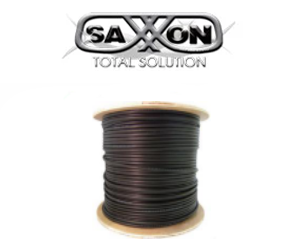 SAXXON OFTPCAT6COPEXT - Bobina de Cable FTP Cat6 100% Cobre/ 305 Metros/ Blindado/ Color Negro/ Uso Exterior/ Ideal para Cableado de Redes de Datos y Video/ Cert ISO9001/ UL / RoSH/