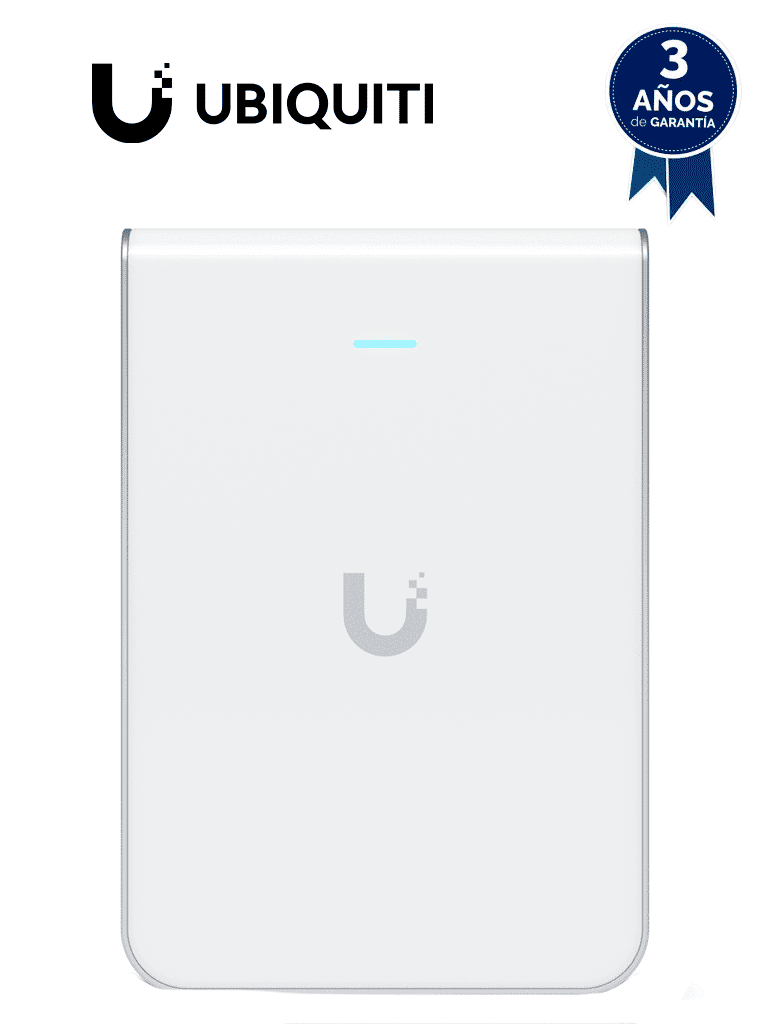 UBIQUITI U6-IW - Punto de Acceso para pared WiFi 6/ Frecuencia de operación 2.4GHz y 5GHz/ Capacidad de transmisión de hasta 5.3Gbps/ 4 Puertos secundarios RJ-45 — UniFi · SKU UBI4220002