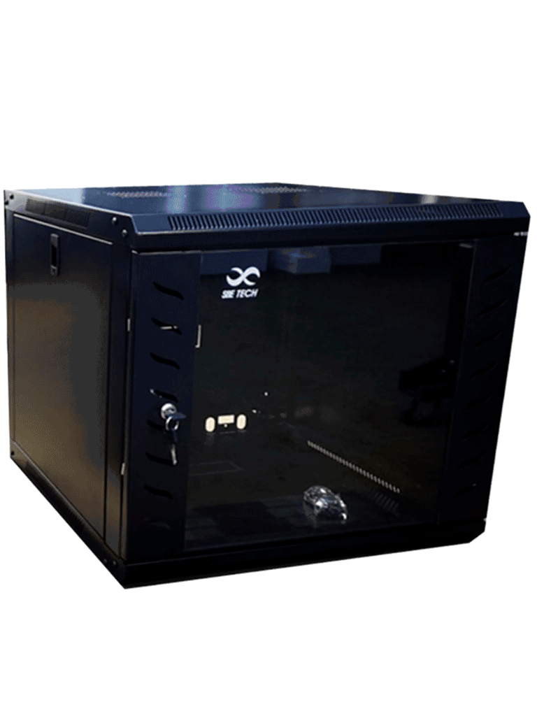 SBE TECH GNLPAR9UR- Gabinete de pared de 9 UR con una profundidad de 45.0 cm y puerta delantera de cristal templado.
