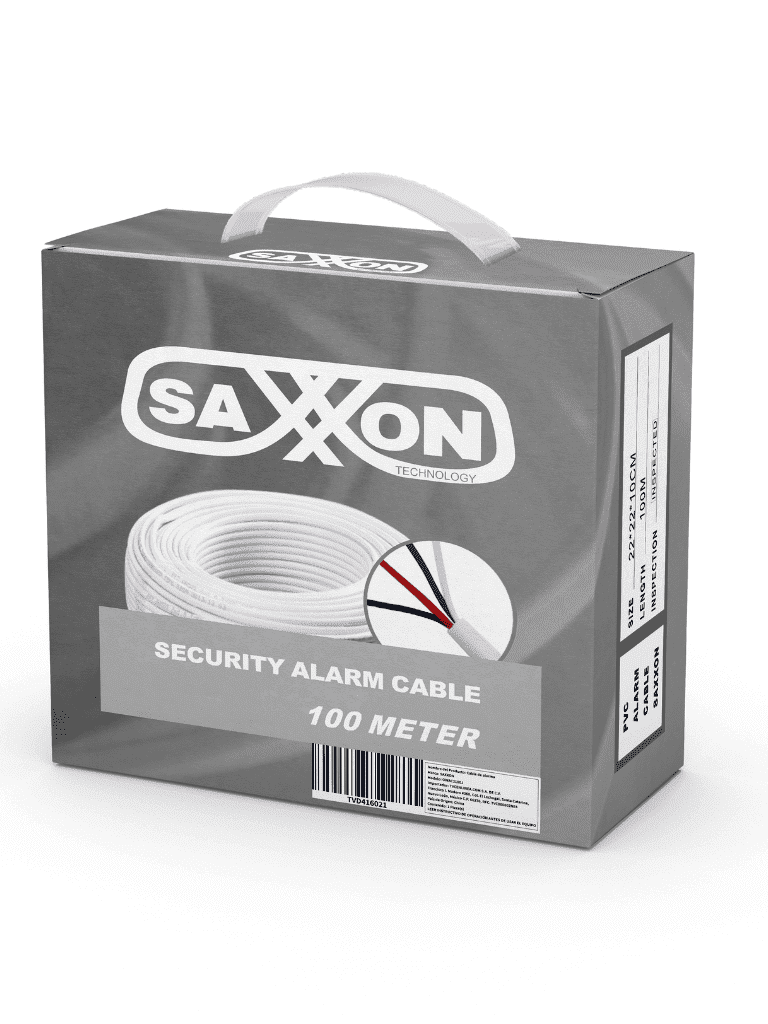 SAXXON OWAC2100J - Cable de alarma / 2 Conductores / CCA/ Calibre 22  AWG / 100 Metros / Recomendable para control de acceso / Videoportero / Audio / Reforzado