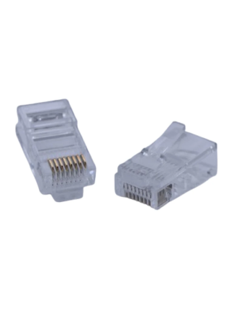 TCE LN-NET-RJCAT5E-30u - Bote con 100 Plugs RJ45 Cat5e, Sin Blindaje, Chapado en Oro 30 Micras, Conector Modular para Redes Ethernet y Cableado Estructurado