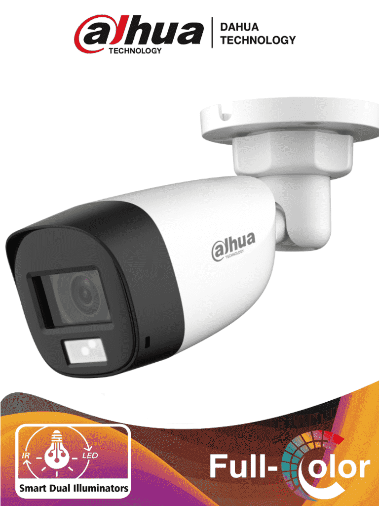 DAHUA HAC-HFW1200CLN-IL-A - Camara Bullet de 2 Megapixeles/Iluminación Dual Inteligente+FullColor/ Lente de 2.8mm/102 Grados de Apertura/ 20 Metros de IR y Luz Visible/ Micrófono Integrado/IP67/Soporta:CVI/CVBS/AHD/TVI/ — Dahua Technology · SKU DHT0290083