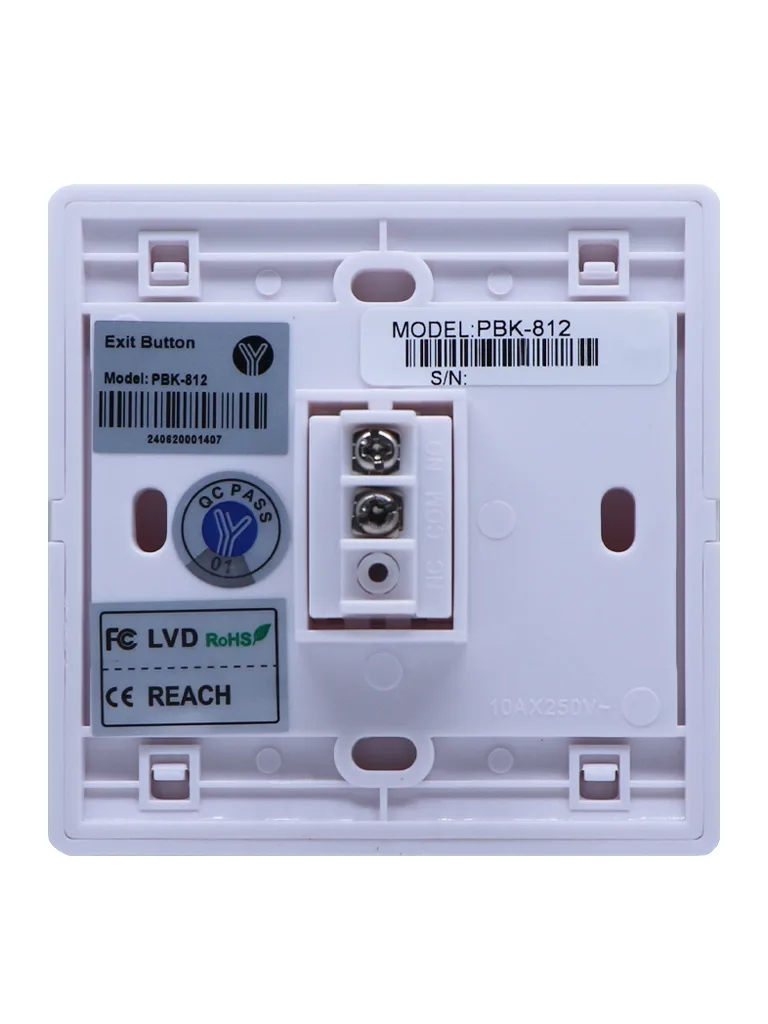 YLI PBK812 - Botón de Salida Mecánico, Carcasa Plástica, Función NO