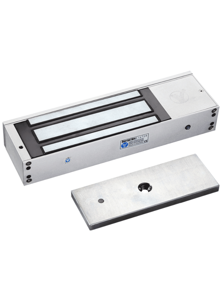 YLI YM750TPACK - Paquete de Cerradura Magnética YM750TLED con Soporte ZL MBK750ZL / Fuerza de Sujeción 750 Kg, 1500LB / Voltaje dual 12v/24VDC