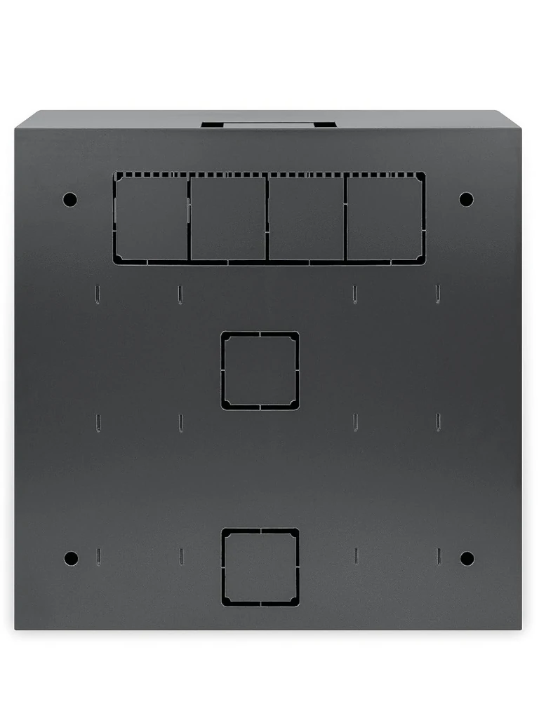 INTELLINET 713689 - Gabinete mural 19" de tamaño reducido / Caja delgada que ahorra espacio con sólo 17.0 cm de profundidad, 4U de rieles horizontales y 2U de rieles verticales / Negro
