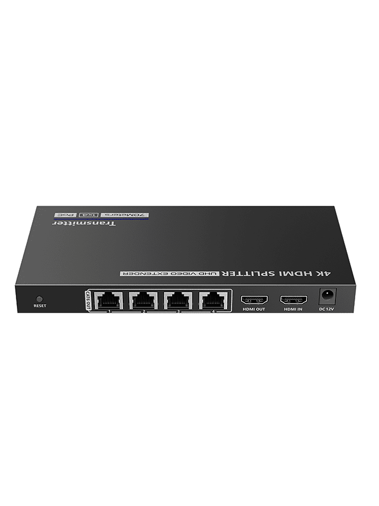 SAXXON LKV724P- Kit Extensor HDMI de 4 Puertos/ Resolucion 4K@30Hz/ Hasta 40 metros con resolución 4K y 70m a 1080P/ Cat 6/ 6A/ 7/ Loop HDMI/ Transmisor IR/ Plug and play