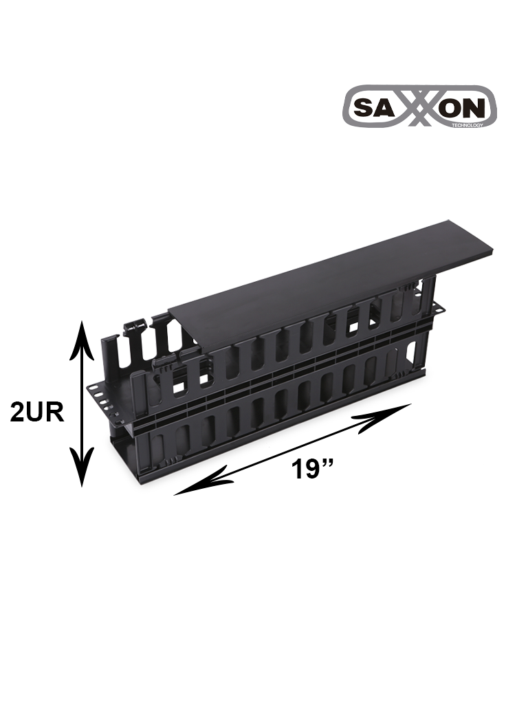SAXXON J60610 - Organizador de cable horizontal para rack / Doble lado / Plastico / 2U