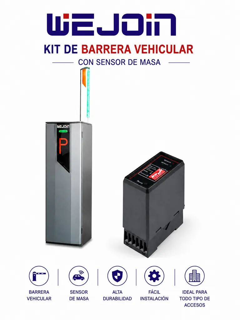 WEJOIN WJNSBG101HR34LEDDG102 - Kit de Barrera Vehicular Derecha con brazo de 4 Metros con Led Modelo WJNSBG101HR34LED con Sensor de Masa Gratis